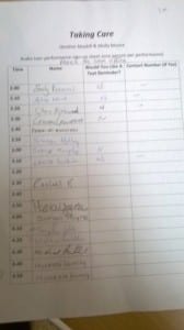 Our sign-up sheet, almost full! - Molly Moore