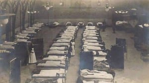 Hospital beds in the Drill Hall 